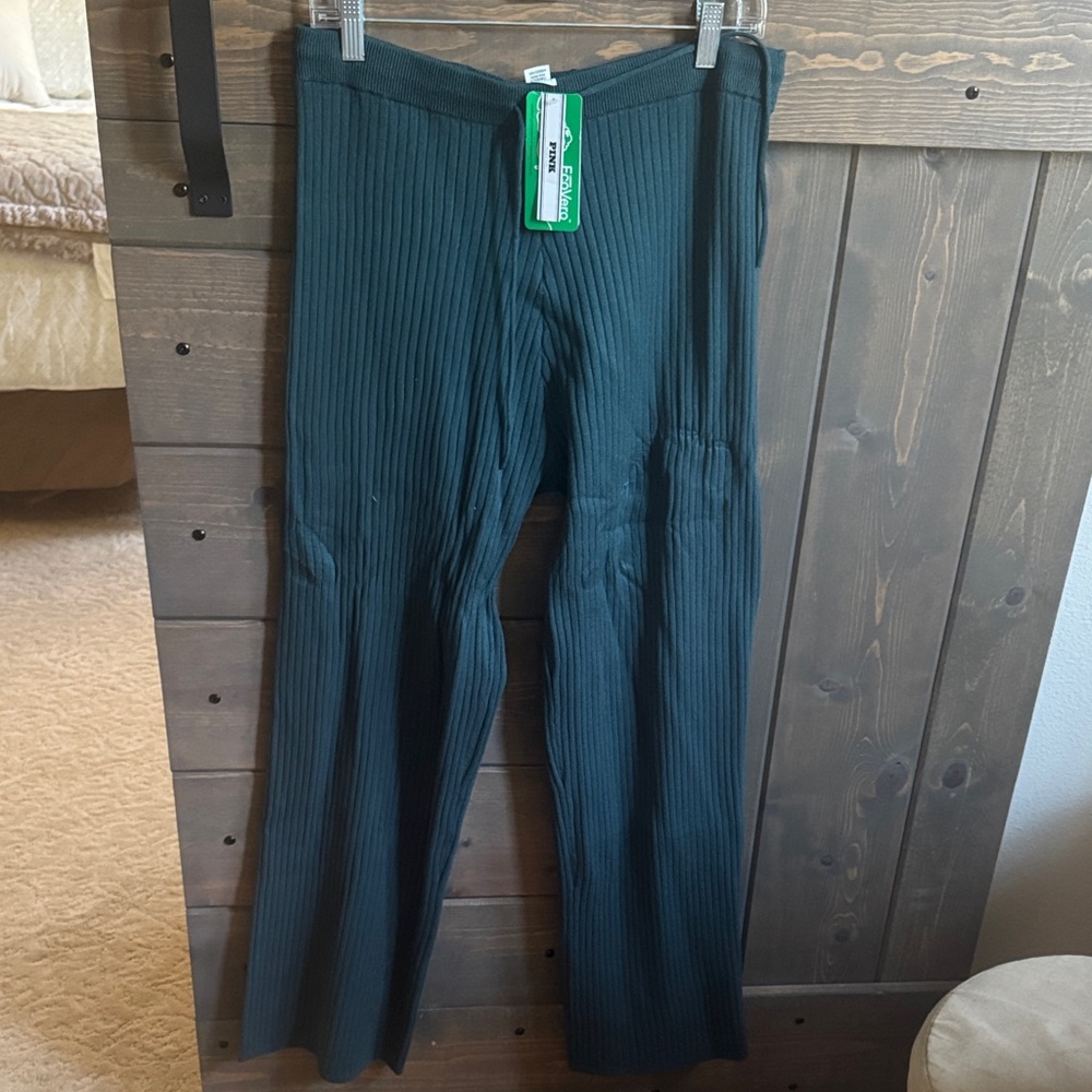 PINK Ribbed Green Pants